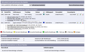 Shop-Software CP::Shop: Details zu den Bestellungen eines Kunden (Anklicken zum Vergr��ern)