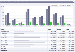Shop-Software CP::Shop: Umsatz-Entwicklung pro Monat (Anklicken zum Vergr��ern)