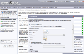 Facebook Social Plugins: Konfiguration im {cp:tag}-Wizard (Anklicken zum Vergr��ern)