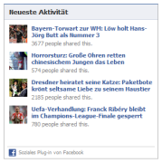 Facebook Social Plugins: Beispiel f�r den Activity Feed (Anklicken zum Vergr��ern)