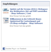 Facebook Social Plugins: Beispiel f�r die Empfehlungen (Anklicken zum Vergr��ern)