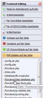 Version 2010.2: Frontend-Editing mit Auflistung der PHP-Dateien