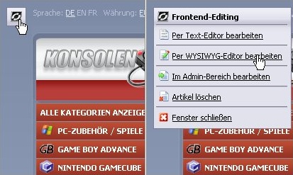 Frontend-Editing im CMS Contentpapst (Version 2007.1)