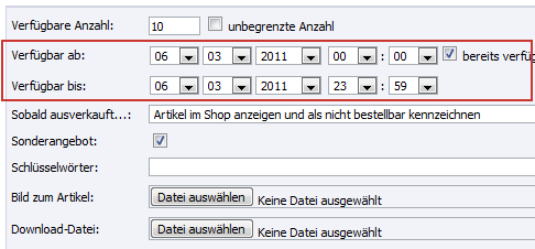 Shop-Software CP::Shop 2011.1: Countdown-Funktionen f�r t�gliche Angebote/Deals